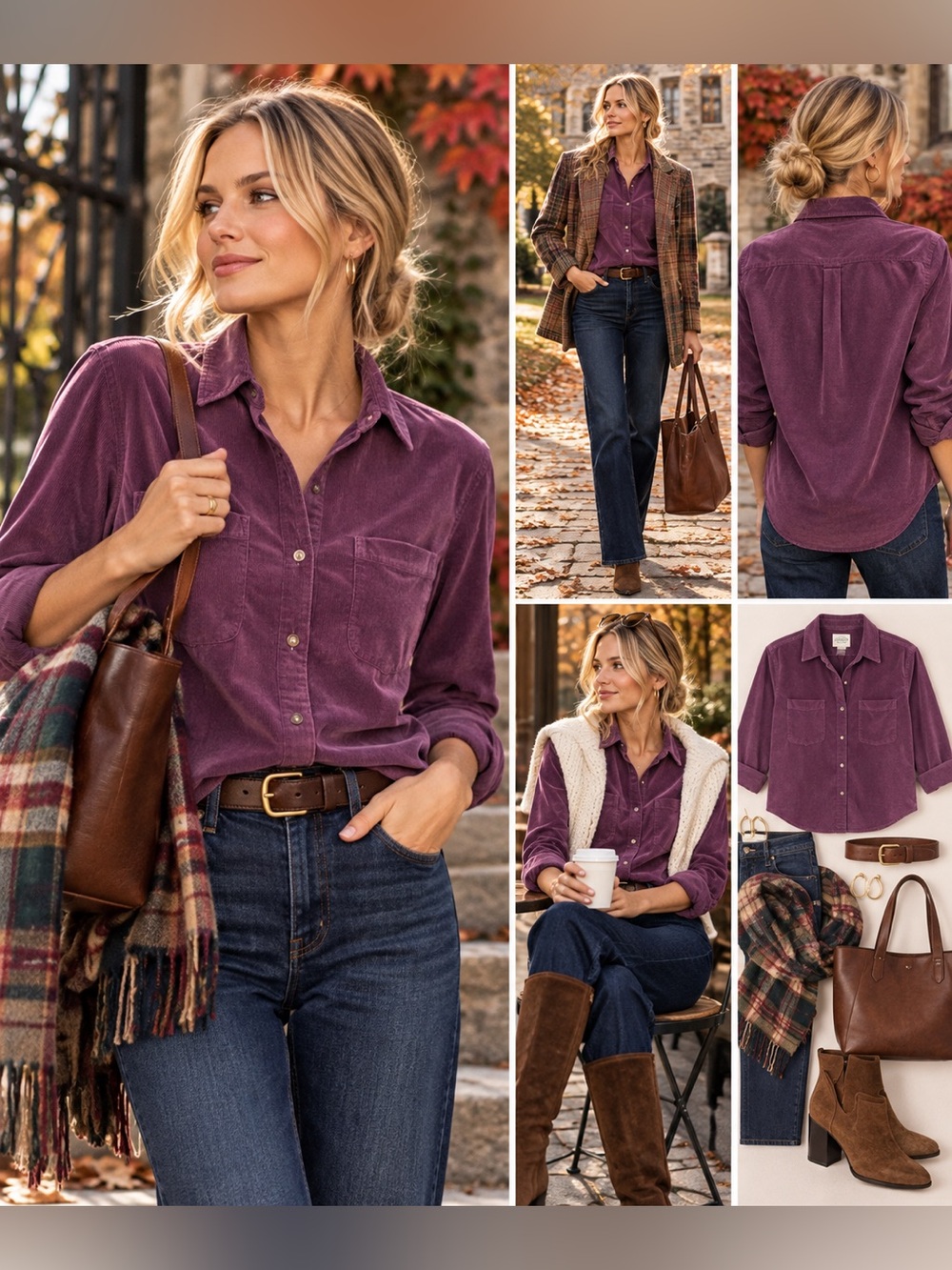 G.H. Bass & Co. Women's Plum Corduroy Button-Down Shirt